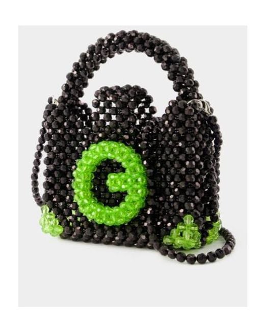 Germanier Green Beaded Clutch Bag