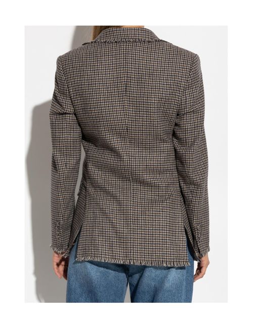 Officine Generale Brown Houndstooth Single-Breasted Blazer