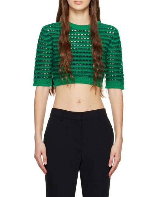 See By Chloé Green Honeycomb Knit Crop Top