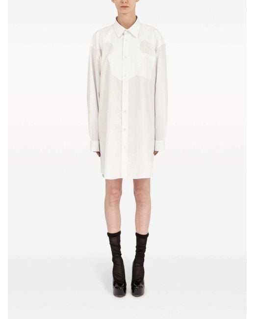 Maison Margiela White Button-Up Mini Shirt Dress