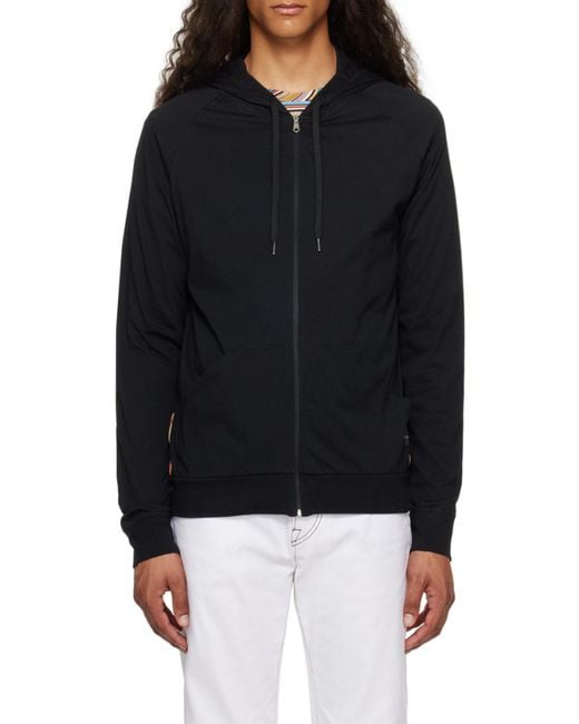 Paul Smith Black Jersey Zip Lounge Hoodie for men