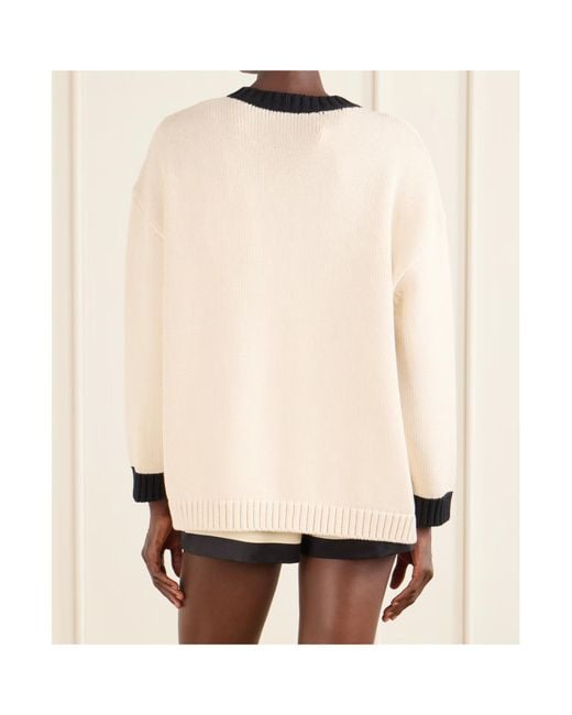 Valentino Natural Long-Sleeved Bow-Detailed Cardigan