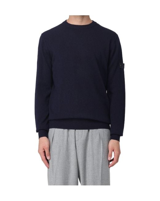 Peuterey Blue Long-Sleeved Knitted Pullover for men