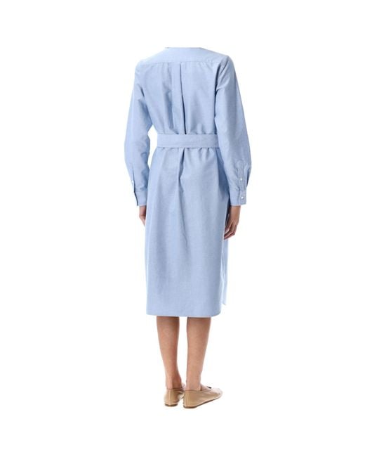 Ralph Lauren Blue Polo Belted Oxford Shirtdress