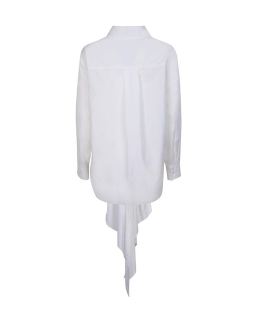 Quira White Oversize Shirt With Draped Front