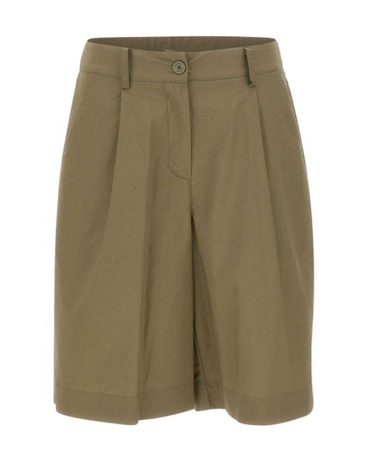 Kaos Green Pleated Bermuda Shorts