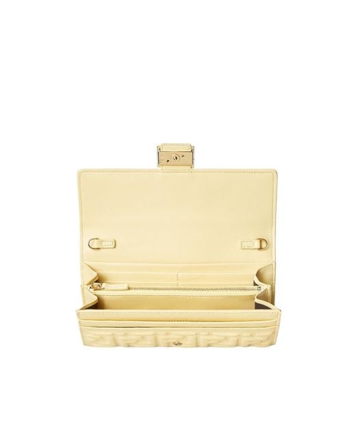 Fendi Metallic Ff Motif Baguette Continental Chain-Linked Wallet