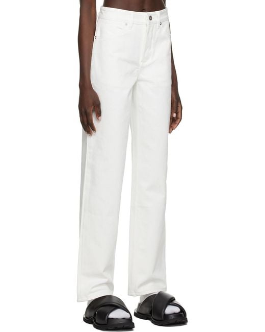 Jil Sander White Button Detailed Straight Leg Jeans
