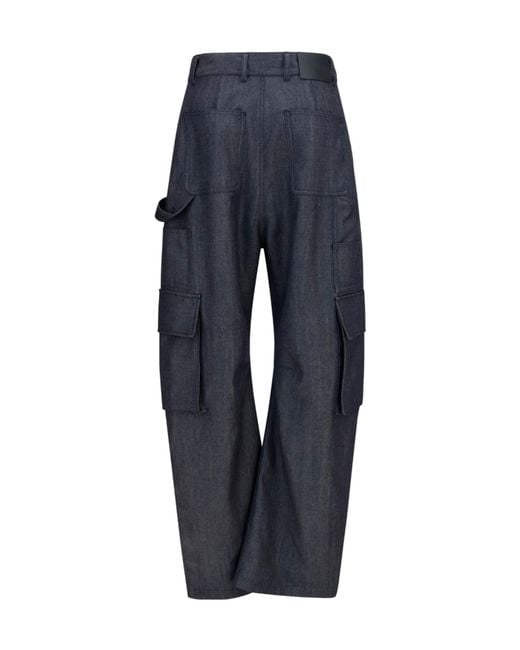 Balenciaga Blue Relaxed Wide-Leg Multi-Pocket Cargo Pants