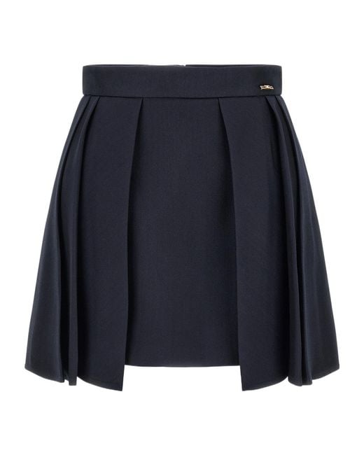 Elisabetta Franchi Blue Cool Wool Miniskirt