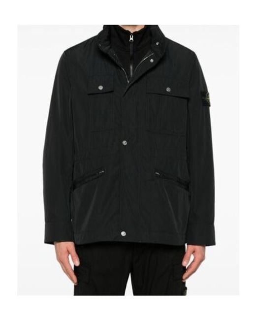 Stone Island Black Long-Sleeved Casual Jacket for men