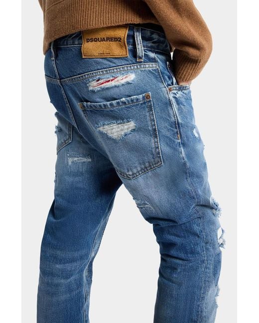 DSquared² Blue Worker Wash Teddy Jeans for men