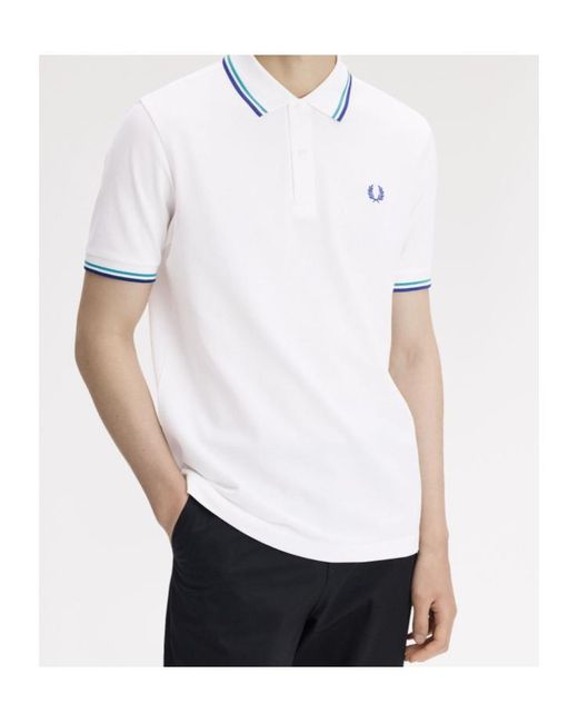 Fred Perry White Twin Tipped Polo Shirt for men