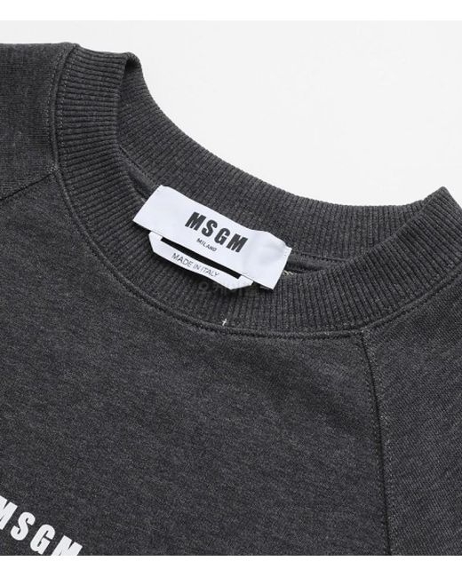 MSGM Black Cotton Embroidered-Logo Sweatshirt