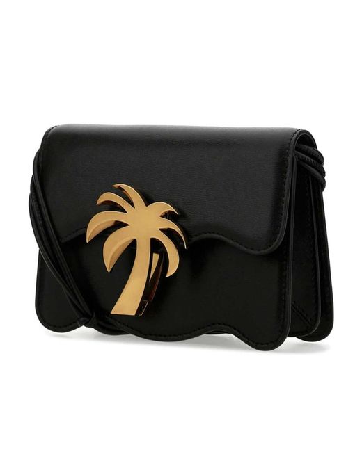 Palm Angels Black Logo Plaque Mini Crossbody Bag