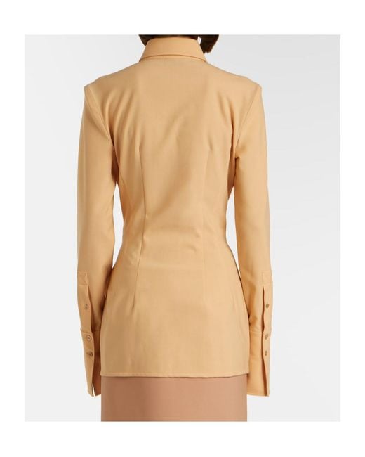 Mugler Natural Pleated Button-Down Shirt