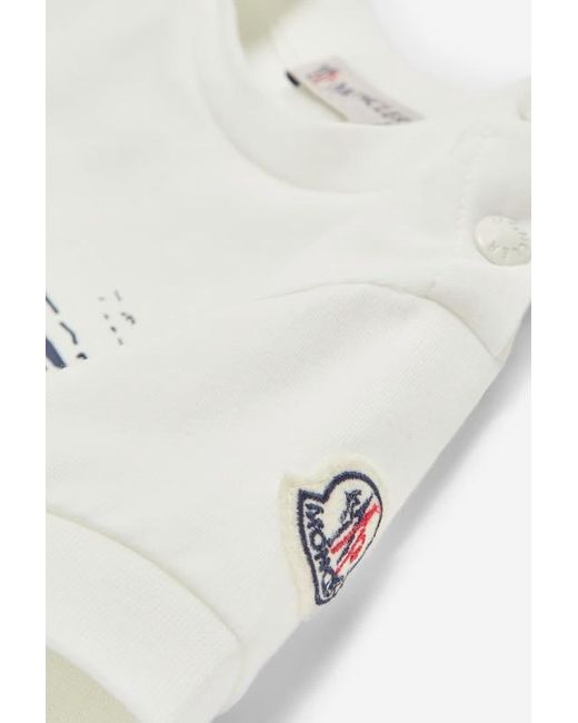 Moncler White Whale Motif Cotton Romper
