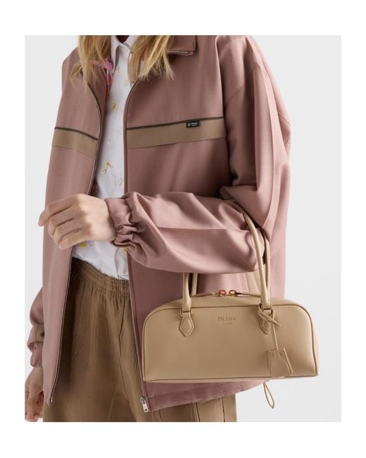Prada Natural Medium Leather Top-Handle Bag