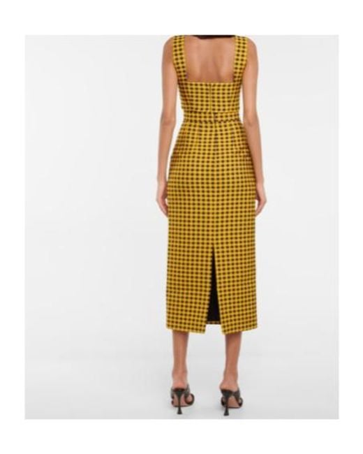 Emilia Wickstead Yellow Gingham Cloque Crop Top
