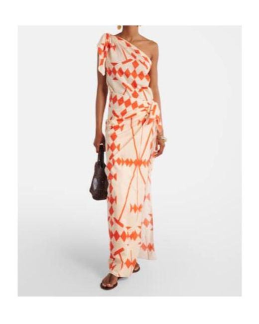 Johanna Ortiz White Printed Cotton Poplin Midi Dress