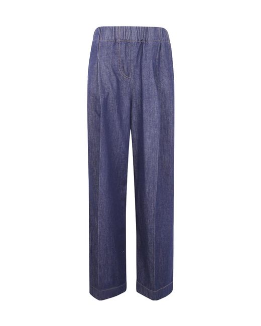 Semicouture Blue Elastic-Waistband Pocket Boyfriend Jeans