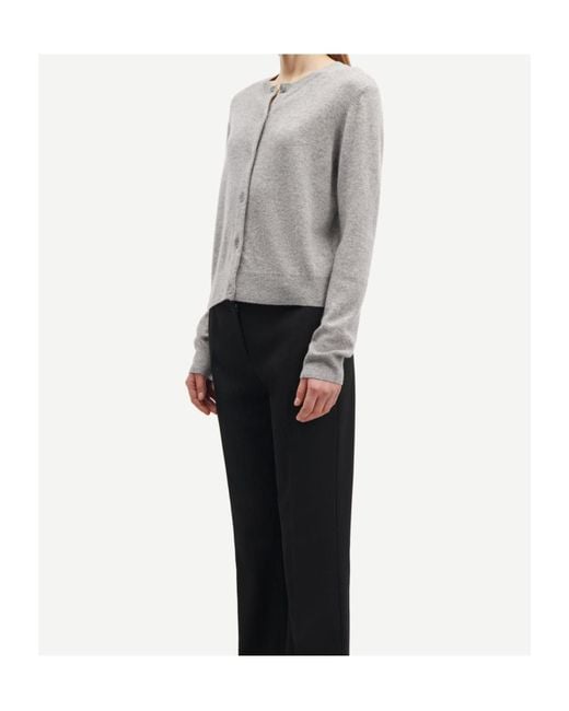 Samsøe & Samsøe Gray Long-Sleeved Knitted Cardigan