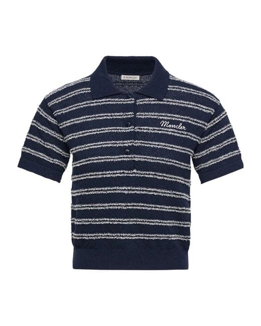 Moncler Blue Striped Short-Sleeved Polo Shirt