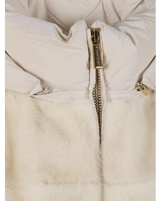 Moorer Natural Hooded Quilted Jacket