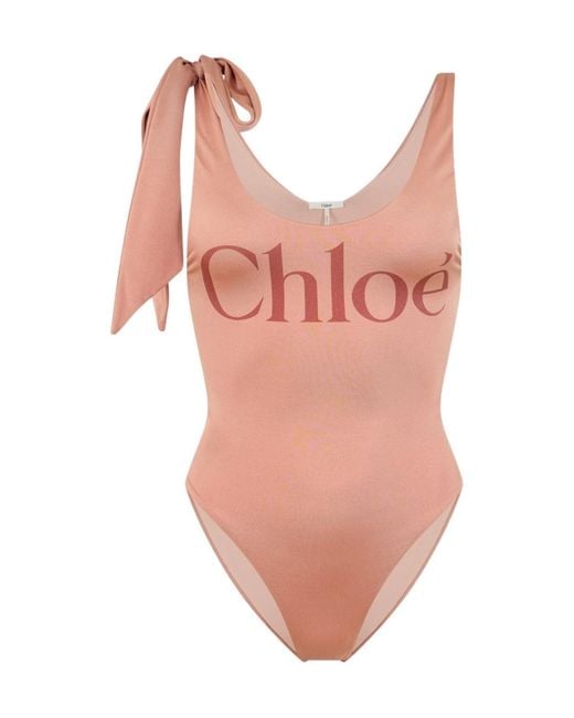 Chloé Pink Logo Swimsuit Ld54