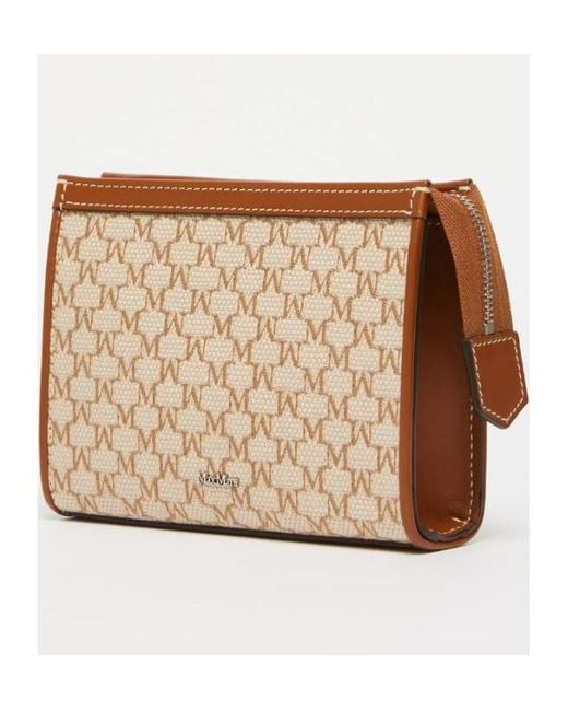 Max Mara Natural Logo Plaque Zip-Up Clutch Bag