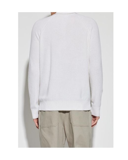 Eleventy White Long Sleeve Knit Polo Shirt for men