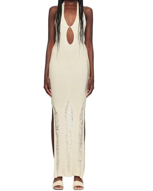 AYA MUSE White Ribbed Knitted Dress