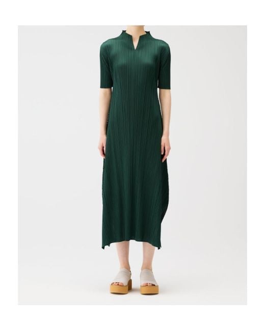 Pleats Please Issey Miyake Green Pleats Please Issey Miyake Pleated Dress