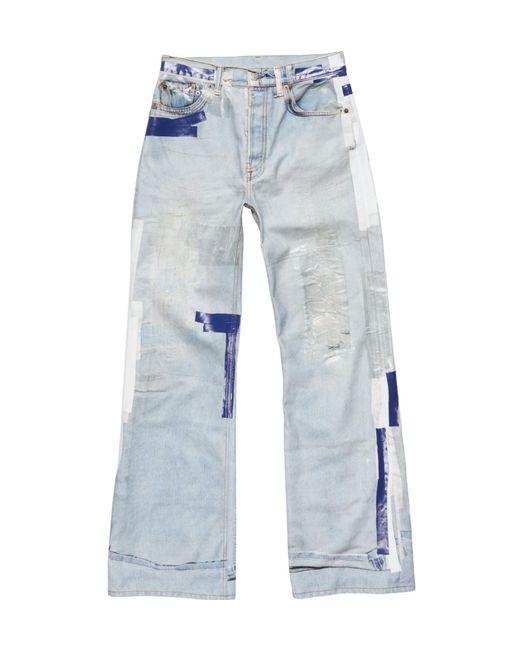 Acne Blue Distressed Straight-Leg Jeans for men