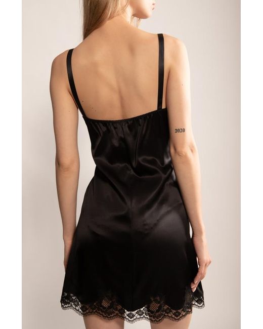 Dolce & Gabbana Black Lace Trimming Mini Dress