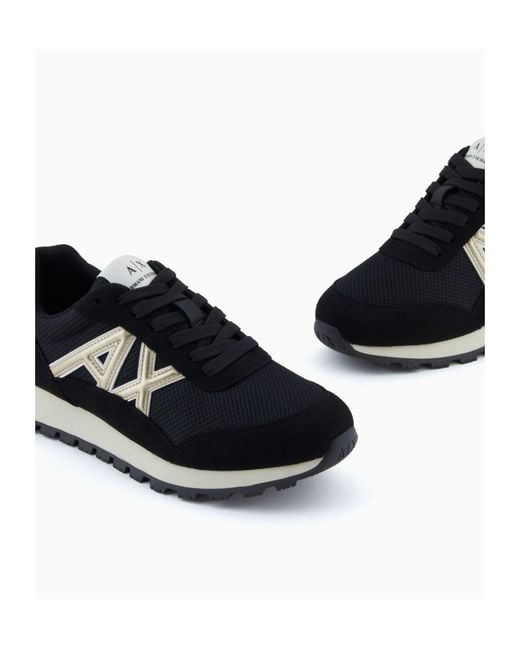 ARMANI EXCHANGE Black Logo-Detail Sneakers