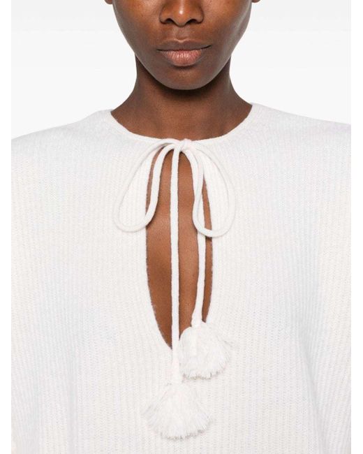 Golden Goose Deluxe Brand White Mary Lou Front-Tied Knitted Jumper