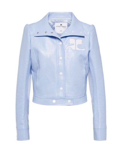 Courreges Blue Reedition Cropped Vinyl Jacket