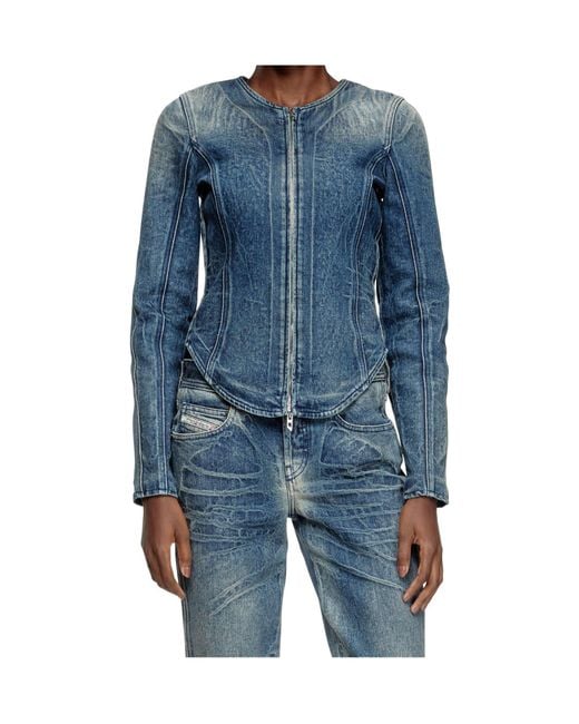 DIESEL Blue Zip-Up Denim Jacket