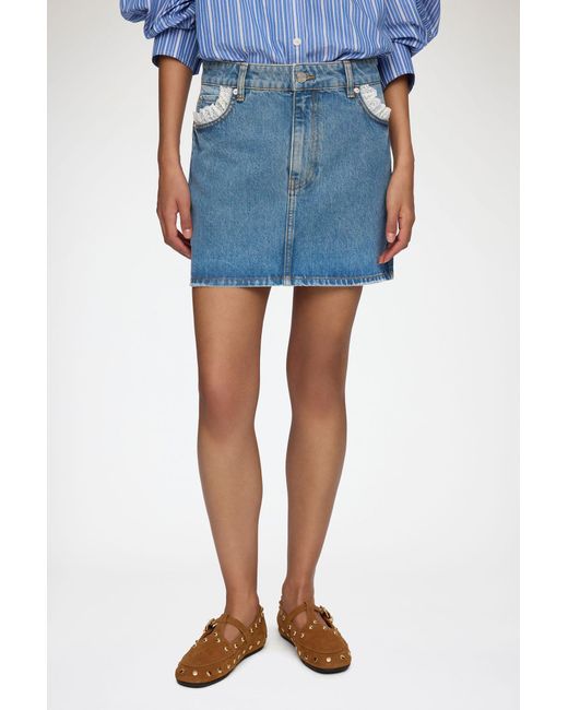 Ganni Blue Rigid Denim Skirt