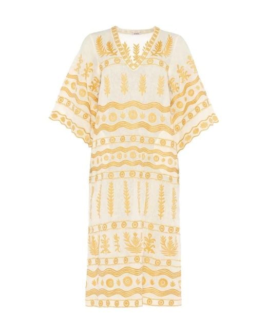 Eres Metallic Luxuriance Embroidered V-Neck Midi Dress