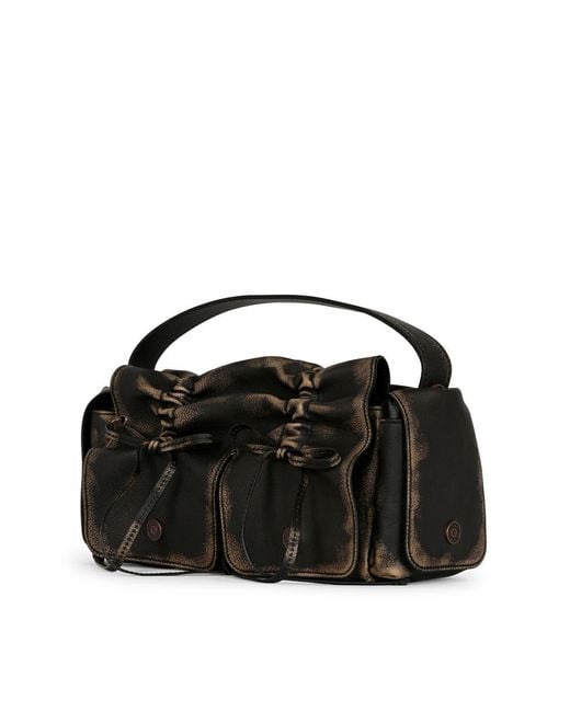 Acne Black Ruched Pocket Shoulder Bag