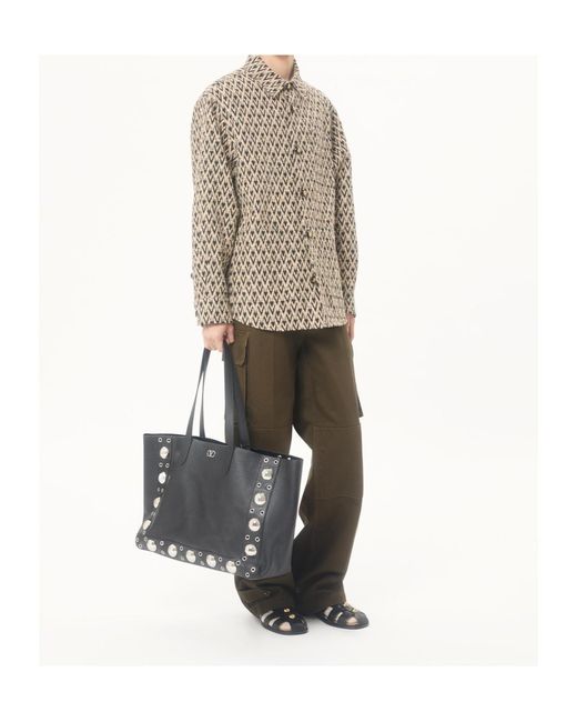 Valentino Brown Toute La V Jacquard Jacket for men