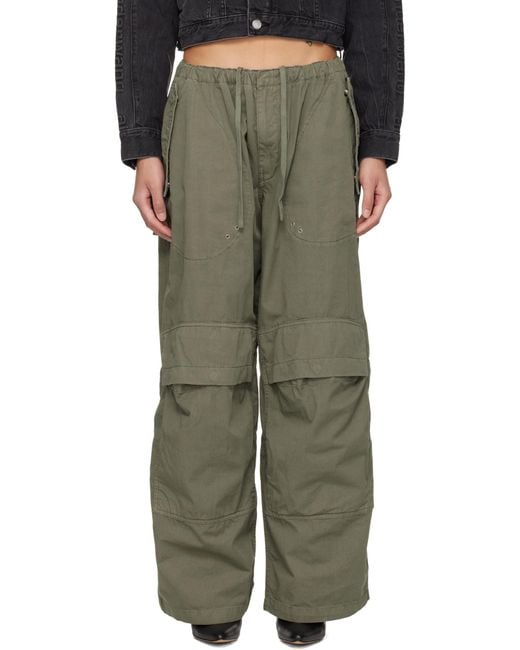Alexander Wang Green Mid-Rise Drawstring Cargo Pants