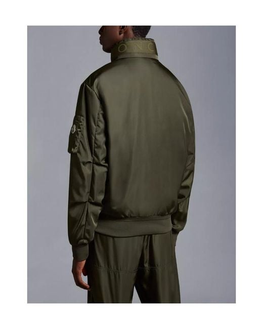 Moncler Green High-Shine Zip-Up Padded Jacket for men