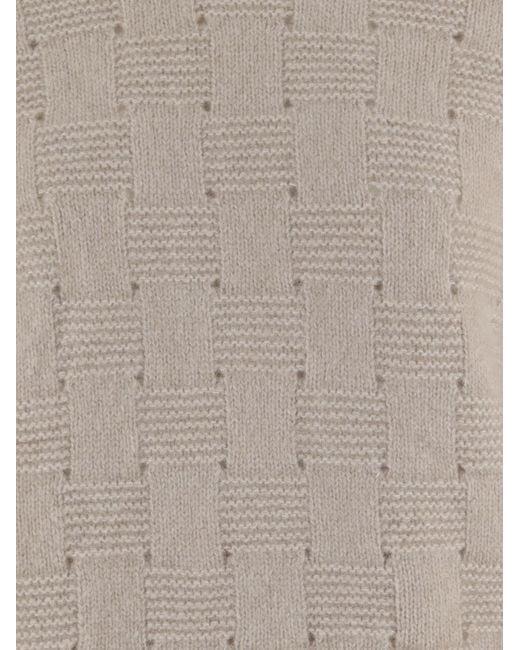 Allude Gray Textured Knit Knitted Sweater