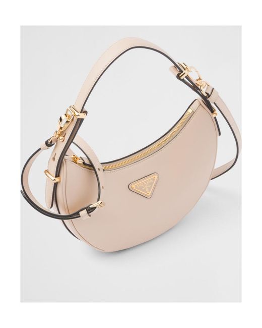 Prada White Arqué Leather Shoulder Bag