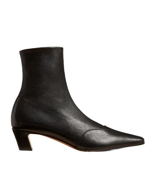 Khaite Black Square-Toe Ankle Boots