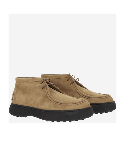 Tod's Brown Burlotto Gommino Lace-Up Boots for men
