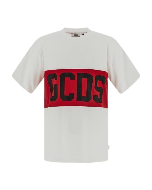 Gcds White Logo-Print T-Shirt for men